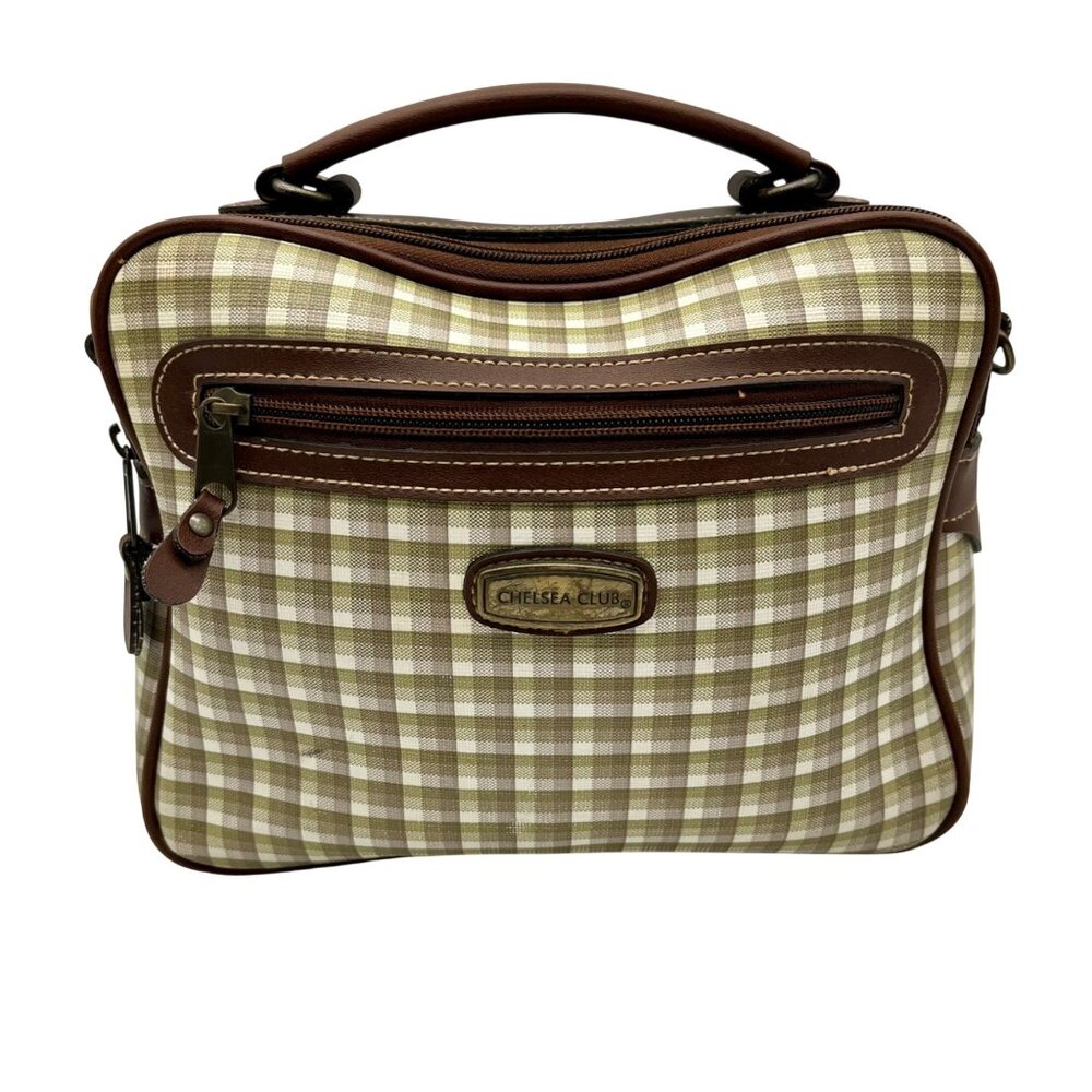 Chelsea Club Brown/Plaid Faux Leather Bag